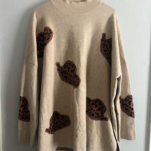 Entro Beige Ribbed Knit Sweater